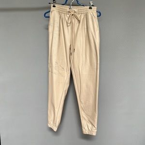 NWT Cream Leather Joggers